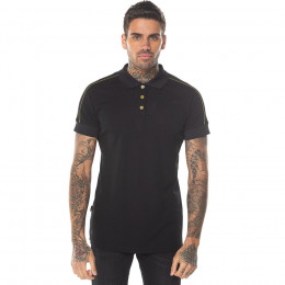 Panelled Polo With Piping - Black/Gold